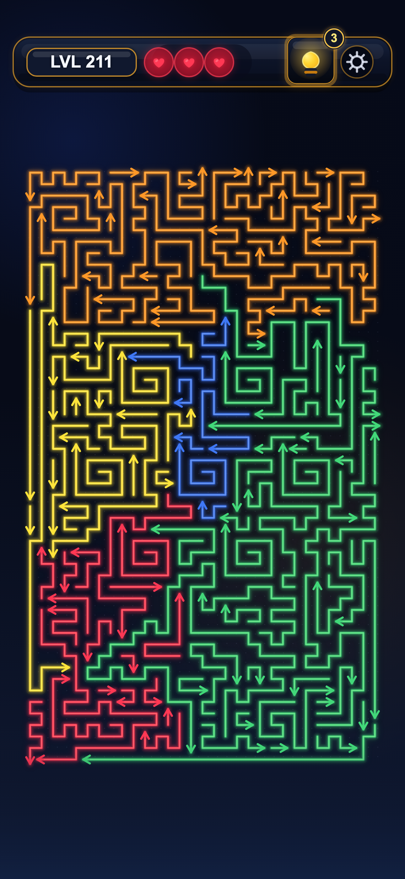 Large arrow maze puzzle board